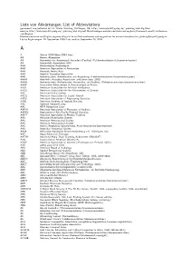 Liste Von Abkürzungen/List of Abbreviations