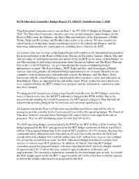 RTM Education Committee Budget Report FY 2020-21: Submitted June 5, 2020