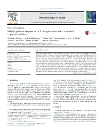 Whole Genome Sequences of 2 Octogenarians with Sustained Cognitive Abilities