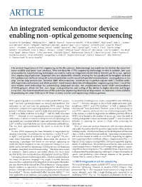 An Integrated Semiconductor Device Enabling Non-Optical Genome Sequencing