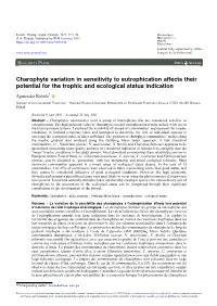 Charophyte Variation in Sensitivity to Eutrophication Affects Their Potential for the Trophic and Ecological Status Indication