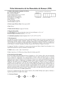 Ficha Informativa De Los Humedales De Ramsar (FIR)