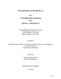For Geotechnical Investigations Over Quarry 1 and Quarry 2