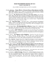 HAISLN RECOMMENDED READING LIST 2015 Grade 11 and Grade 12