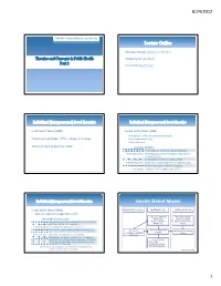 Lecture Outline Health Belief Model