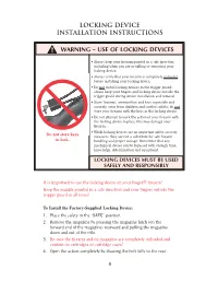 Locking Device Installation Instructions Warning