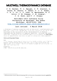 Multiwell Thermodynamics Database-2019.1