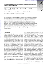 Techniques for Quantifying Gaseous Hocl Using Atmospheric Pressure Ionization Mass Spectrometry