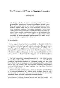 The Treatment of Tense in Situation Semantics 1
