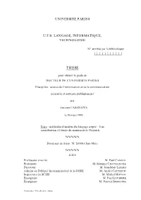 Universite Paris 8 U.F.R. Langage, Informatique