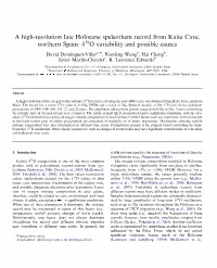 A High-Resolution Late Holocene Speleothem Record from Kaite Cave, Northern Spain: 8180 Variability and Possible Causes