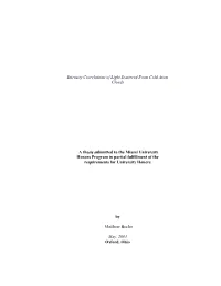 Intensity Correlations of Light Scattered from Cold Atom Clouds