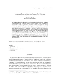 Language Documentation and Legacy Text Materials
