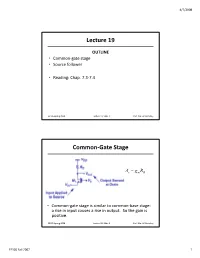 Lecture 19 Common-Gate Stage