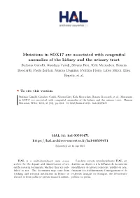 Mutations in SOX17 Are Associated with Congenital Anomalies of the Kidney and the Urinary Tract