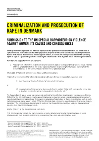 Criminalization and Prosecution of Rape in Denmark