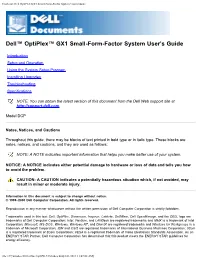 Dell Optiplex GX1 Small-Form-Factor System User's Guide