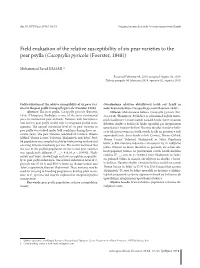 Field Evaluation of the Relative Susceptibility of Six Pear Varieties to the Pear Psylla (Cacopsylla Pyricola (Foerster, 1848))