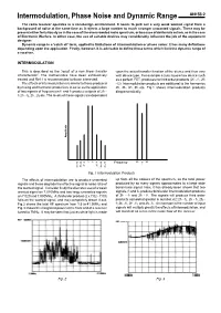 Intermodulation, Phase Noise and Dynamic Range AN156-2 the Radio Receiver Operates in a Non-Benign Environment