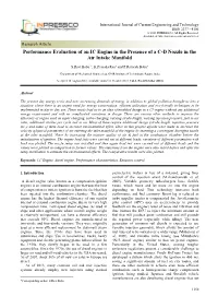 Performance Evaluation of an IC Engine in the Presence of a C-D Nozzle in the Air Intake Manifold