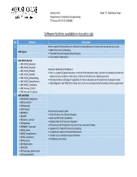Software Facilities Available in Acoustics Lab