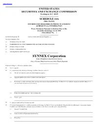SYNNEX Corporation (Name of Registrant As Specified in Its Charter)