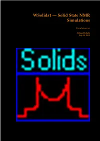 Wsolids1 — Solid State NMR Simulations