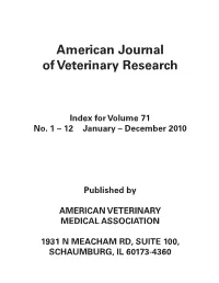 American Journal of Veterinary Research
