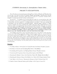 COSMOS Astronomy & Astrophysics Cluster 2014 PROJECT