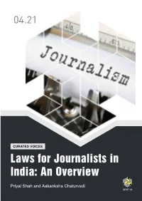 Laws for Journalists in India: an Overview