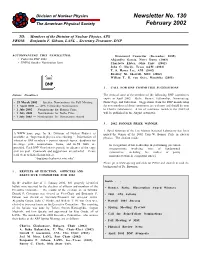 Newsletter No. 130 February 2002