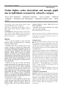 Ocular Higher-Order Aberrations and Mesopic Pupil Size in Individuals