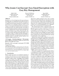 Easy Email Encryption with Easy Key Management