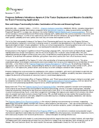 Progress Software Introduces Apama 4.3 for Faster Deployment and Massive Scalability for Event Processing Applications