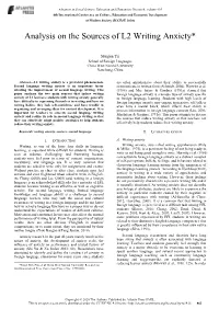 Analysis on the Sources of L2 Writing Anxiety*