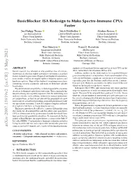 Basicblocker: ISA Redesign to Make Spectre-Immune Cpus Faster