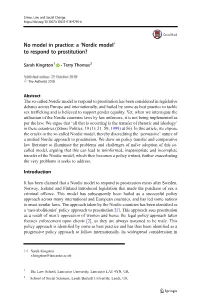No Model in Practice: a 'Nordic Model' to Respond to Prostitution?