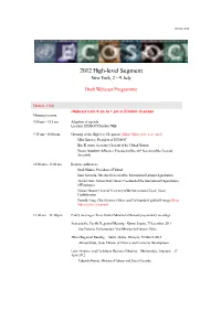 2012 High-Level Segment New York, 2 – 9 July