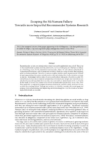 Escaping the Mcnamara Fallacy: Towards More Impactful Recommender Systems Research