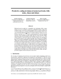 Predictive Coding in Balanced Neural Networks with Noise, Chaos and Delays