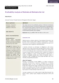 Profitability Analysis of Mahindra & Mahindra Ltd