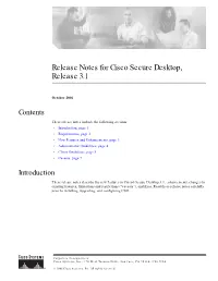 Release Notes for Cisco Secure Desktop, Release 3.1