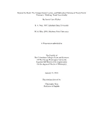 The Compositional, Lecture, and Publication Histories of Henry David Thoreau’S “Walking” Read Ecocritically