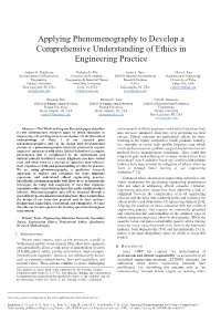 Applying Phenomenography to Develop a Comprehensive Understanding of Ethics In