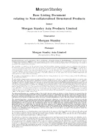 Base Listing Document Relating to Non-Collateralised Structured Products