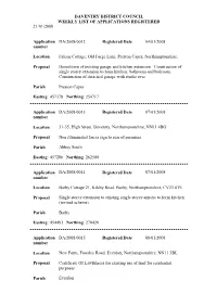 Daventry District Council Weekly List of Applications Registered 21/01/2008