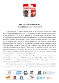 Explanatory Notes of the “Giuseppe Sciacca” Foundation