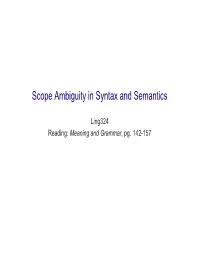 Scope Ambiguity in Syntax and Semantics