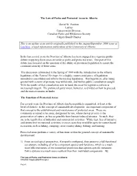 The Law of Parks and Protected Areas in Alberta