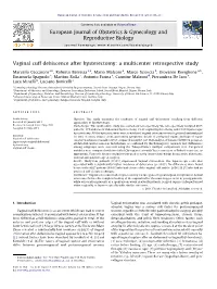 Vaginal Cuff Dehiscence After Hysterectomy: a Multicenter Retrospective Study